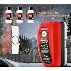 Kit Limpa Vidros Carro 120ml+50ml Remove Filme Óleo com Escova para Para-brisa Automotivo para Presente