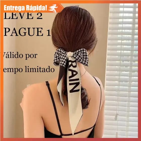 Faixa Cabeça Lenço Seda Coreano 2 Peças Houndstooth Decoração Cabelo Unissex Elegante Versátil Presente