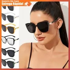 Óculos Sol Feminino Armação Transparente Grande Vintage UV400 Polarizado Leve Presente Premium Beauty