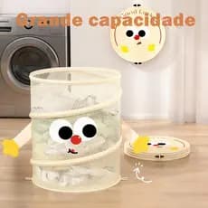 Cesta Organizadora com Tampa SDS | Dobrável Grande Capacidade | Para Roupas Sujas/Brinquedos/Banheiro