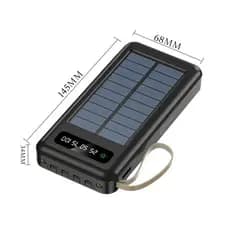 Carregador De Banco De Energia Solar Portátil 20.000mah Com Cabos De Lanterna LED 5 Em 1