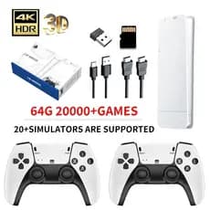 2025 Novo Videogame Stick M15 Pro 4k 64gb Hdmi Com 2 Controles Sem Fio + 20.000 Jogos