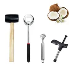 Abridor de coco em aço inoxidável, ferramenta para abrir e fatiar cascas de coco para uso doméstico 4A9Y