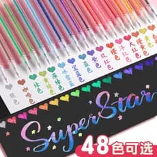 Caneta colorida com glitter, caneta de gel luminosa e brilhante, caneta de areia movediça prateada que muda de cor, supo