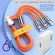 3 em 1 Cabo De Carregamento Rápido Tipo C USB IPhone 240W Carregador Turbo Para Celular Android