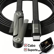 240W 1.5M Type C to C Para Cabo De Dados Carregamento Rápido 360 Suporte Dobrável De Mesa Iphone17 16 Samsung Moto