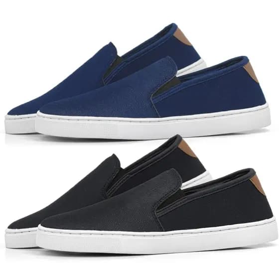 Kit 2 Pares Tênis Casual Masculino Slip On Conforto Premium