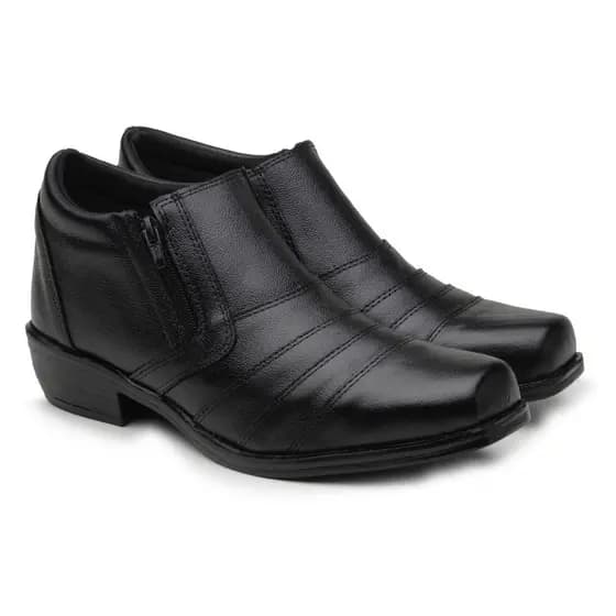 Botinha Masculina Em Couro Confortável Zíper Lateral