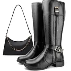 Combo Poderoso: Bota Cano Alto + Bolsa com Corrente – Estilo que Marca Presença