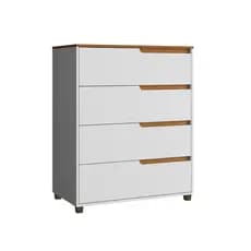 Cômoda 4 Gavetas 104x80 Cm Viena Branco Nature 100% MDF Puxador Embutido Casamia