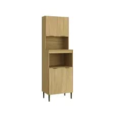 Armário Torre Quente 4 Portas 220x49 Cm Cozinha Capadócia Amadeirado Claro 100% MDF Casamia