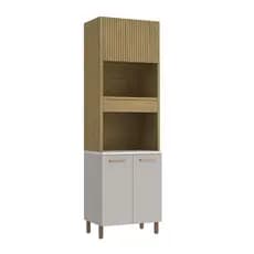 Armário Torre Quente 2 Fornos 3 Portas Valência Cinza Claro/Atenna 100% MDF Casamia