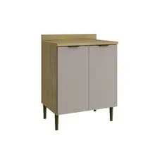 Balcão 2 Portas com Tampo  Capadócia Louro Freijó/Cinza Claro MDF Casamia