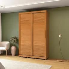 Guarda Roupas 2 Portas de Correr 150x235 Cm Bordeaux Nature 100% MDF Casamia