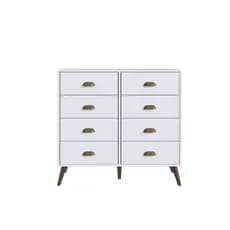 Cômoda Adulto e Infantil para Quarto 8 Gavetas 87x90 Pés Palito Cm Lisboa Branco Casamia
