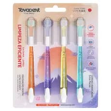 Escova Dental 3D ToyaDent – Limpeza em 3 Faces + Limpador de Língua – 4 Unidades!
