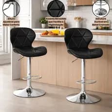 2 Banquetas Alta Giratória Slim Regulável para Balcão Bar Cozinha Ergonômica Couro PU Cores Variadas