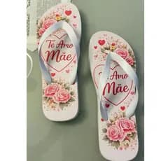 Chinelo Feminino Estampa Romântica Te Amo Mãe Presente Criativo e Delicado
