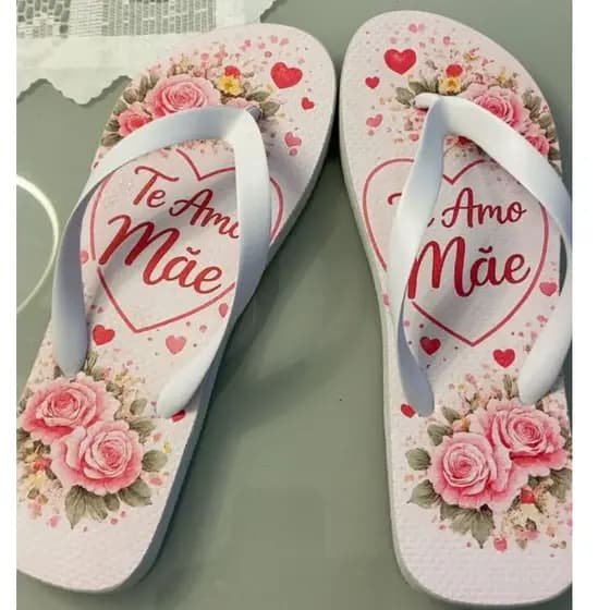 Chinelo Casual Floral Te Amo Mãe Confortável Antiderrapante do 28 ao 44