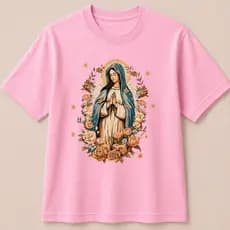 Blusa Nossa Senhora Guadalupe Estampada Camiseta Católica Cristã 100% Algodão Tamanhos P ao GG