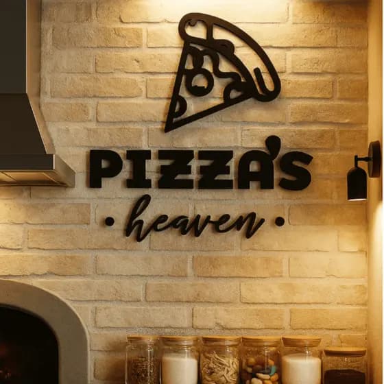 Quadro Pizza Decorativo em MDF Preto | Decoração Cozinha, Casa, Pizzaria e Área Gourmet