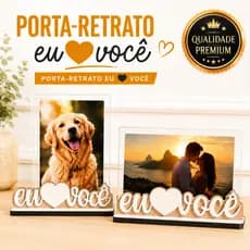Porta-Retrato Decorativo Eu Amo Você 10x15 MDF- Presente Decoração Família Namorados Pet