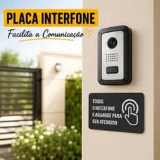 Placa Toque o Interfone para Ser Atendido Acrílico Premium - Condomínio Empresa Recepção