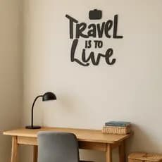 Quadro Viagem Decorativo em MDF | Viajar é Viver Travel | Decoração Parede Sala Escritório