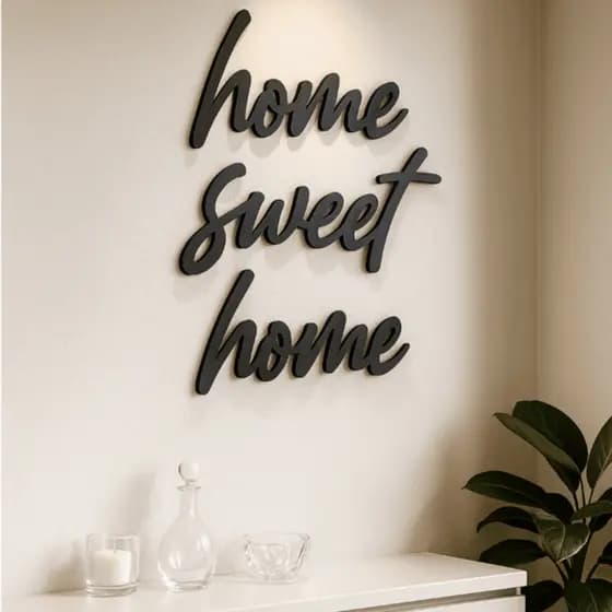 Frase Lar Doce Lar, MDF Decorativo Home Sweet Home para Sala ou Entrada