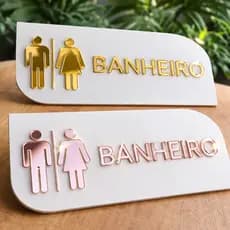 Placa Sinalização Banheiro em MDF com Acrílico | para porta WC