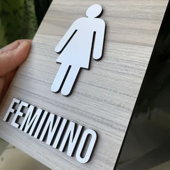 Placa Banheiro Feminino e Masculino MDF 13x17 cm – Sinalização