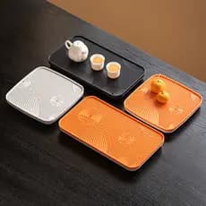 Bandeja de chá moderna e pequena para uso doméstico, bandeja de plástico, conjunto de chá simples para uso doméstico com