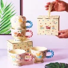 Conjunto de canecas de cerâmica artesanais, presente de caneca de cerâmica, presente de aniversário, caneca de alto valo