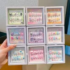 Adesivos de unhas infantis de desenho animado, adesivos de unhas fofos da Kuromi, removíveis para meninas estudantes XAE