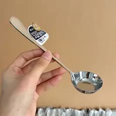 Colher de aço inoxidável com fundo plano para comer, beber sopa e misturar arroz, colher de sopa de alto valor para uso