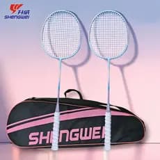 Raquete de badminton Shengwei para treinamento e competição de adultos, raquete de badminton de carbono de peça única, r