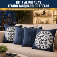 Jogo 4 Almofadas Decorativas Jacquard Premium 43x43 Para Sofá Sala Quarto Kit Luxo Macio Resistente