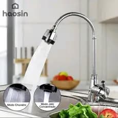 Torneira de Cozinha de Aço lnox Prata - Com Chuveiro e Rotação de 360°, Design de Luxo, Montagem em Parede, Promoção Esp