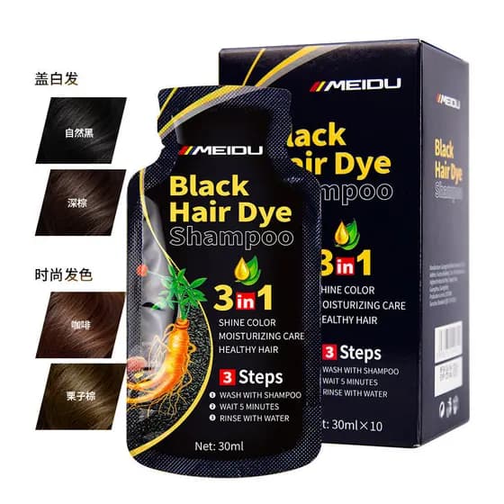 Brimles Preto Tintura de Cabelo Shampoo Tintura de Cabelo Cap Cabelo Branco Uma Lavagem Cor Uma Planta Preto Espuma Maci