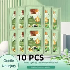Conjunto de 10 peças de Shampoo de tintura de cabelo, ingredientes de ervas naturais puros, cobertura de espuma, branco