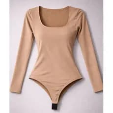 Body Collant Feminino Manga Longa Decote Quadrado Em Suplex Alta Elasticidade Moda Blogueirinha