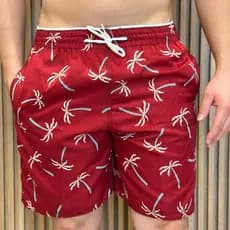Short Bermuda Masculina Estampada Coqueiro Tactel Resistente Para Academia Musculação Praia Piscina