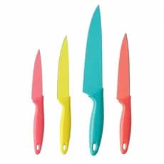 KIT FACAS COLORIDAS 4 PECAS CERAMICA COMPLETO ACO INOX CABO PLASTICO COLORS COZINHA CHEFF UTENSILIOS