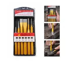 KIT TALHADEIRA PUNCAO SACA PINO 6 PECAS EXTRATOR PROFISSIONAL REFORCADO