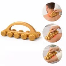 MASSAGEADOR BAMBU 10 RODAS CORPORAL CARRINHO MASSAGEM MADEIRA COSTAS COLUNA OMBRO ANTIESTRESSE