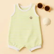 Banho de Sol / Macacão Regata Bebê e Infantil Listrado Verde – Gigi Baby Outlet