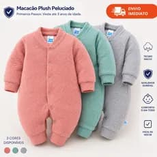 Macacão Infantil Plush Peluciado Roupa De Frio Inverno Pijama Dia-Dia Menino Menina Primeiros Passos