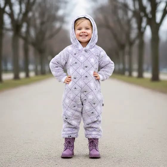 Macacão Bebê Infantil com Capuz Fleece 3D Pelúcia Quentinho Coala Lilás Inverno