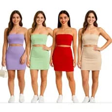 conjunto de top crooped tomara que caia