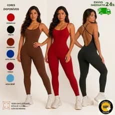 Macacão feminino Academia Costa X Canelado anarruga Longo